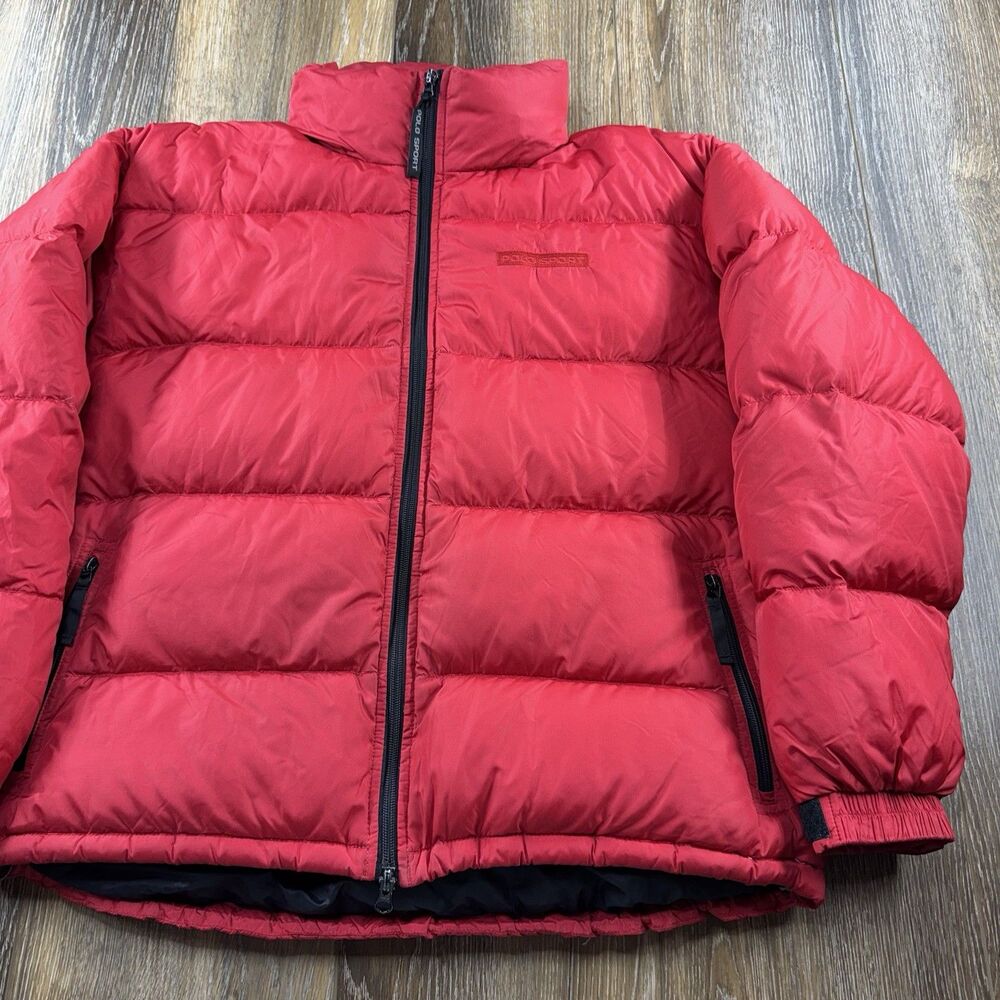 Vintage Polo Sport Ralph Lauren Down Parka Jacket Mens XL Red Quilted Coat 90s